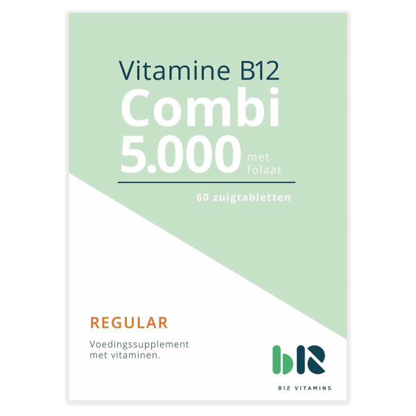 B12 Vitamins - B12 Combi 5.000 met folaat - 60 tabletten - Vitamine B12 methylcobalamine, adenosylcobalamine, actief foliumzuur - Combi - vegan - voedingssupplement