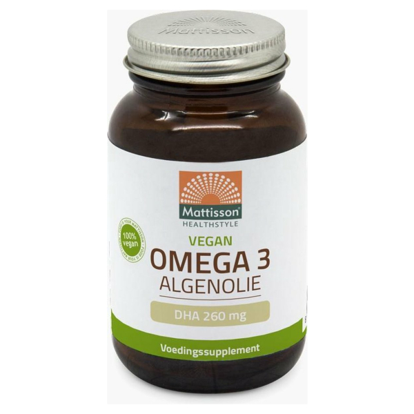 Mattisson / MT1476 Plantaardige Vegan Omega 3 Algenolie DHA 260mg 60 vcaps.