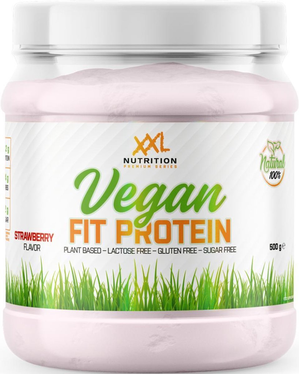 XXL Nutrition Vegan Fit Protein - Vegan Proteïne Poeder / Vegan Proteïne Shake - Aardbei 500 gram