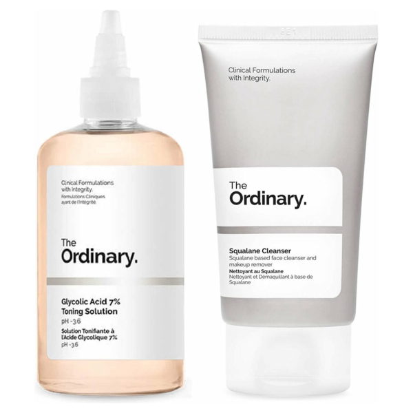 The Ordinary Healthy skin duo set | The Ordinary Glycolic Acid 7% Toning Solution Tonic | Squalane Cleanser | Dynamic Duo